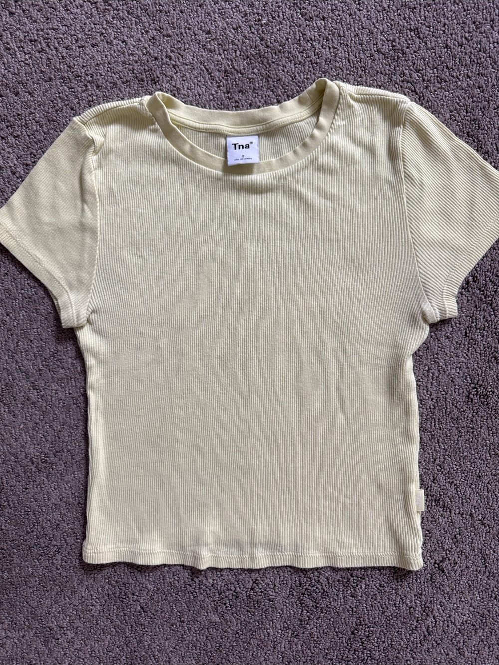 TNA Ribbed Short Sleeve Tee in lime Yellow